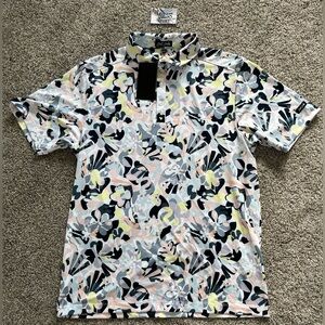 New Bad Birdie Savannah Swing Golf Polo Shirt Blue Yellow PGA Tour Men M - L